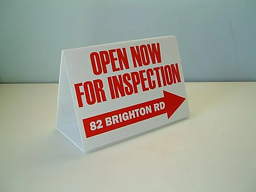 Open for inspection A-frame sign