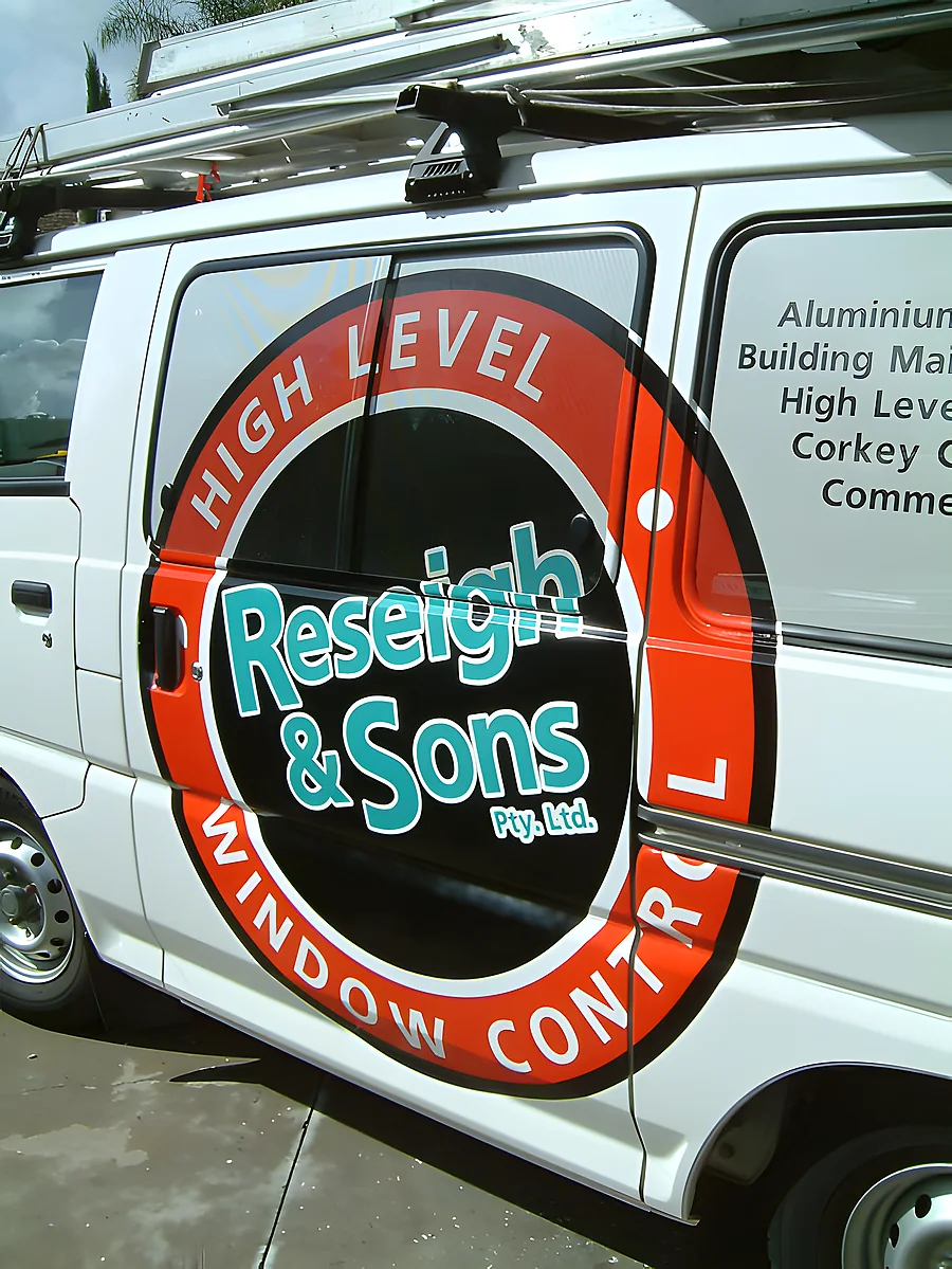 Vehicle signage wrap on a commercial van