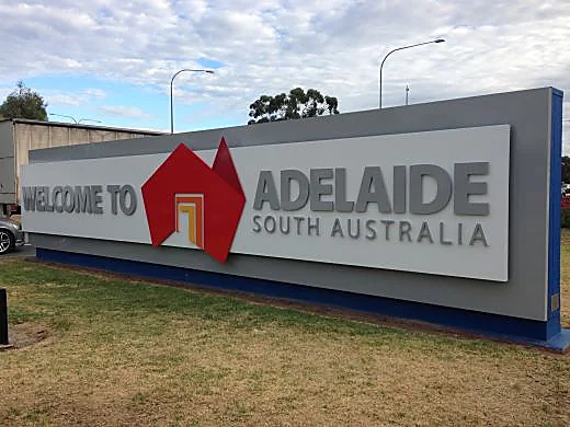 Welcome to Adelaide three-dimensional monument sign