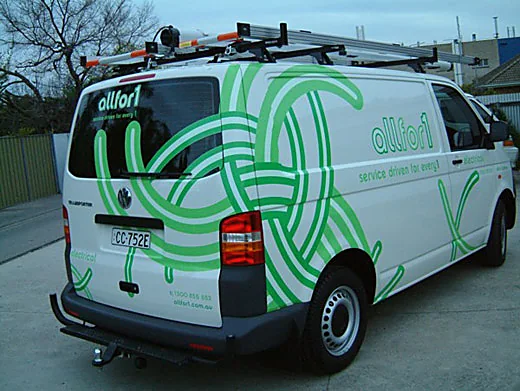 allfor1 service van with green wrap